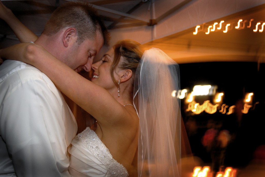 bride and groom dancing